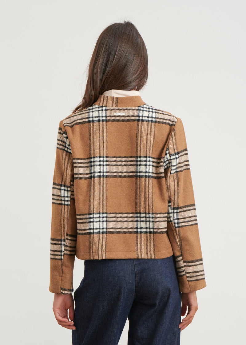 Coarse check wool jacket - BEIGE#couleur_BEIGE