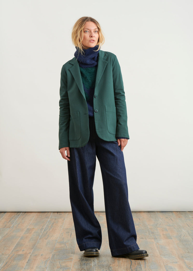 Blazer en jersey - VERT BOUTEILLE#couleur_VERT BOUTEILLE