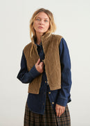 Sleeveless quilted velvet jacket - ECORCE#couleur_ECORCE