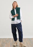 Veste sans manches en velours matelassé - VERT BOUTEILLE#couleur_VERT BOUTEILLE