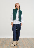 Veste sans manches en velours matelassé - VERT BOUTEILLE#couleur_VERT BOUTEILLE