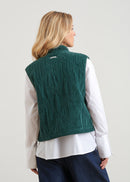 Veste sans manches en velours matelassé - VERT BOUTEILLE#couleur_VERT BOUTEILLE