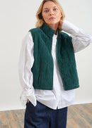 Sleeveless quilted velvet jacket - VERT BOUTEILLE#couleur_VERT BOUTEILLE