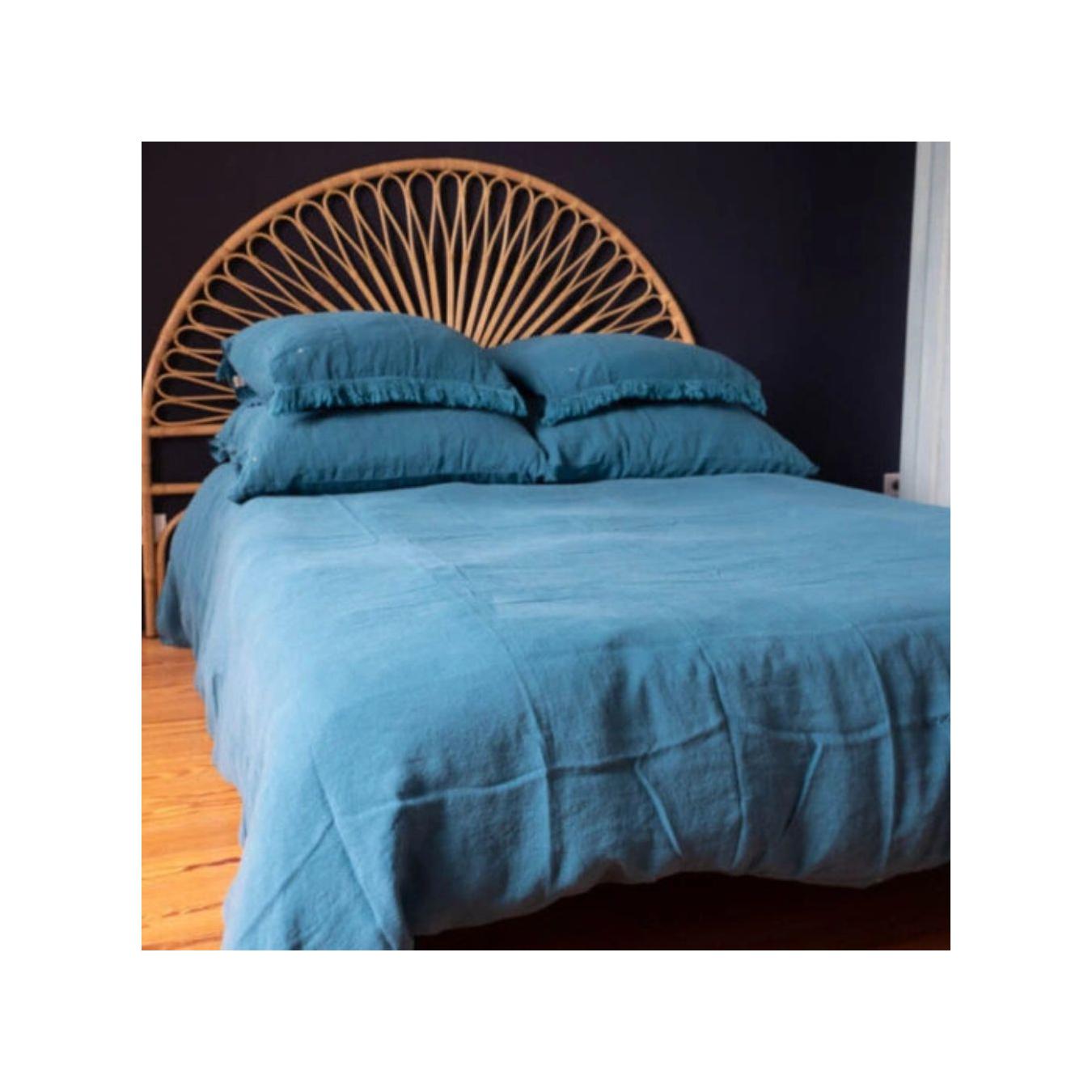 Funda de almohada de lino con flecos - Hhug Frange - Piscina