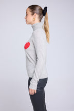 Pull Col Roule Love Heritage High Heart - Gris Clair Rouge