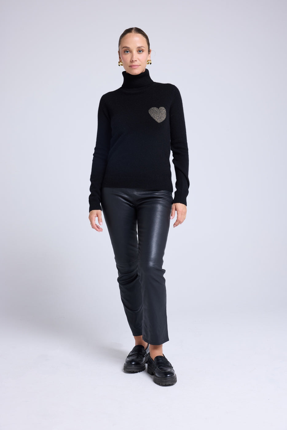 Pull Col Roule Love Heritage High Heart - Noir Doré