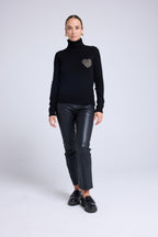 Pull Col Roule Love Heritage High Heart - Noir Doré
