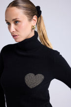 Pull Col Roule Love Heritage High Heart - Noir Doré