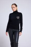 Pull Col Roule Love Heritage High Heart - Noir Doré