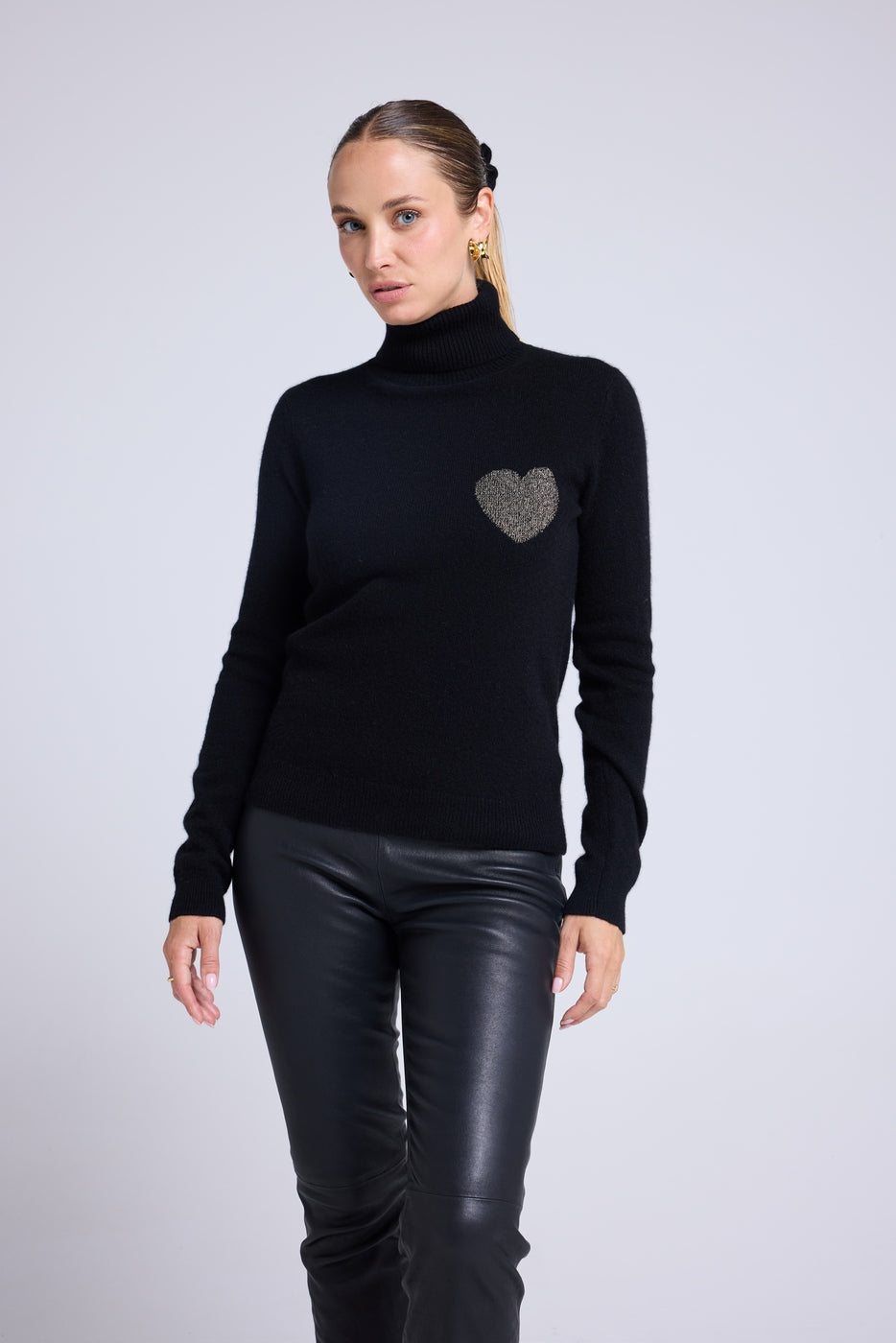 Pull Col Roule Love Heritage High Heart - Noir Doré