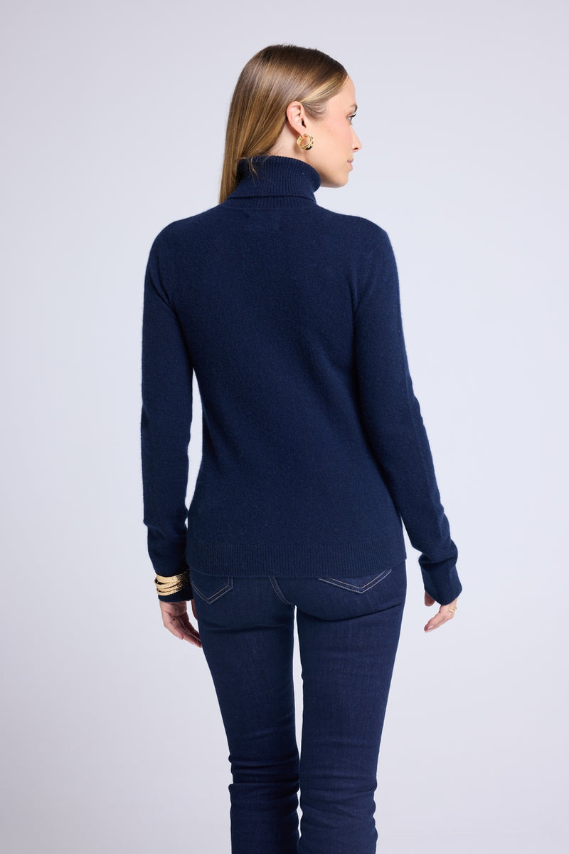 Pull Col Roule Love Heritage High Heart - Bleu Marine Rouge