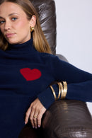 Pull Col Roule Love Heritage High Heart - Bleu Marine Rouge