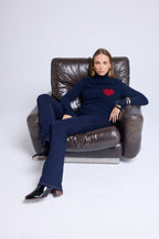 Pull Col Roule Love Heritage High Heart - Bleu Marine Rouge
