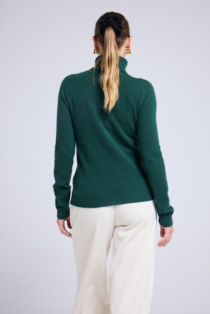 Pull Col Roule Love Heritage High Heart - Vert Bouteille Rouge