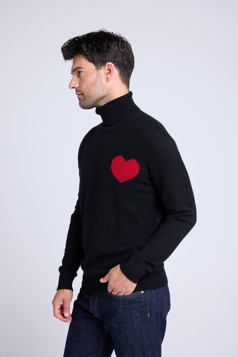 Maglione a Collo Alto Love Heritage High Love - Nero Rosso
