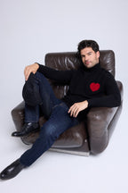 Maglione a Collo Alto Love Heritage High Love - Nero Rosso