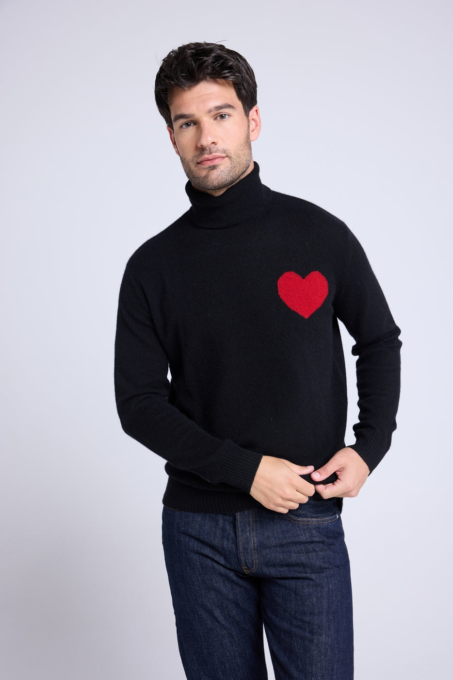 Maglione a Collo Alto Love Heritage High Love - Nero Rosso