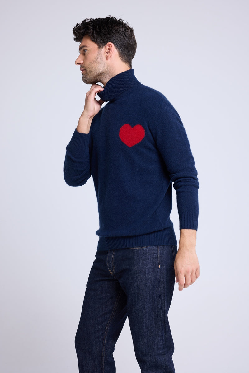 Pull Col Roule Love Heritage High Love - Bleu Marine Rouge