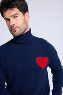 Pull Col Roule Love Heritage High Love - Bleu Marine Rouge