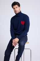 Pull Col Roule Love Heritage High Love - Bleu Marine Rouge