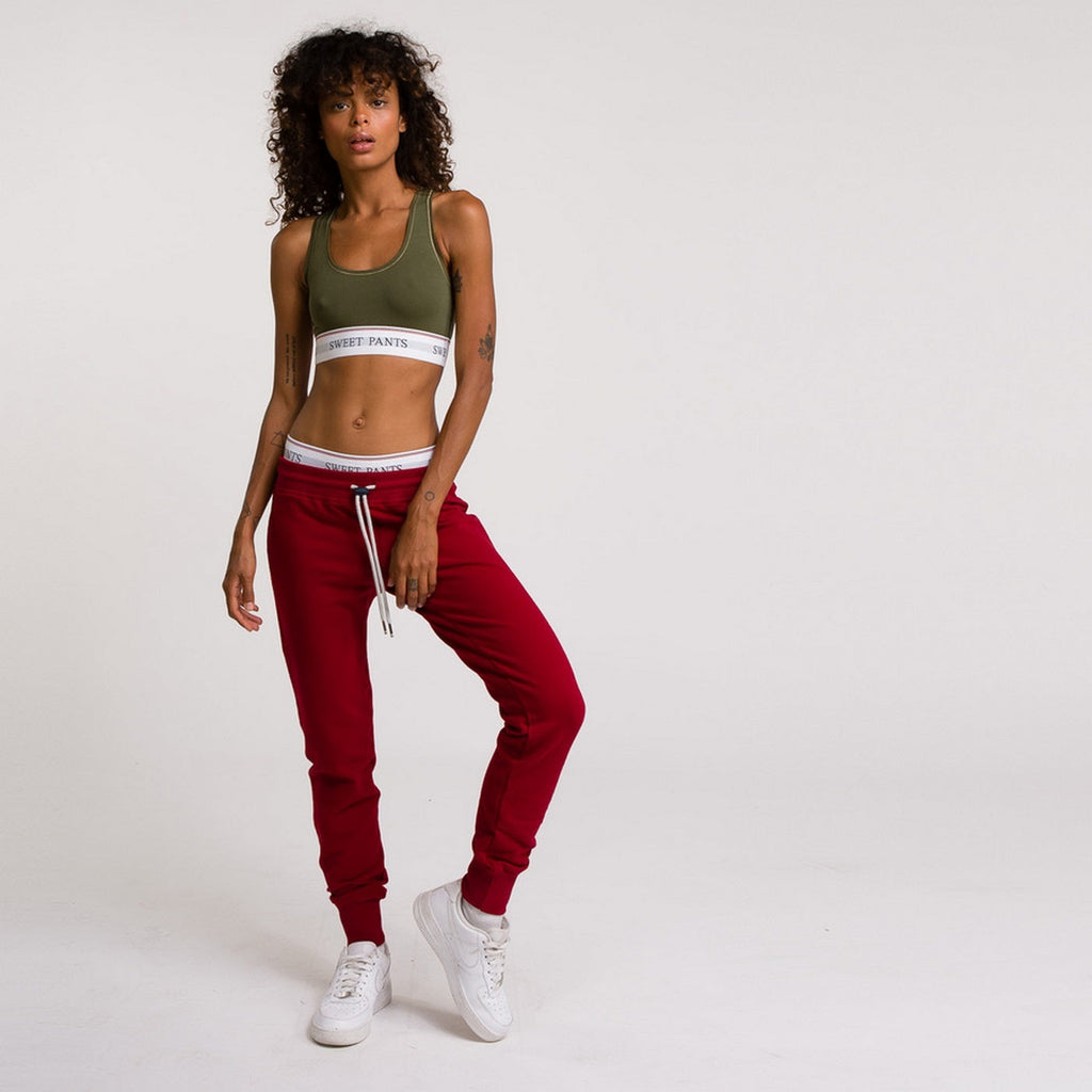 High Waist Trousers - Dark Blood - Women
