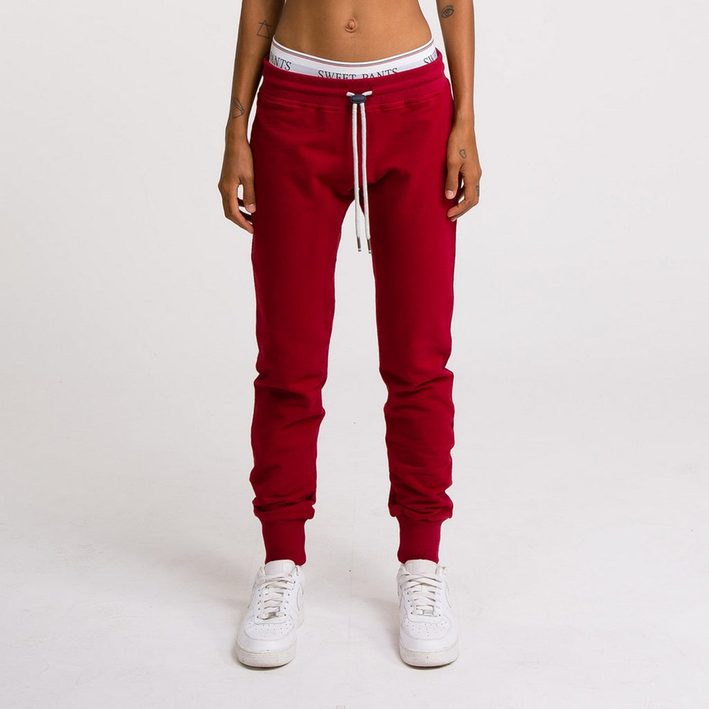 High Waist Trousers - Dark Blood - Women