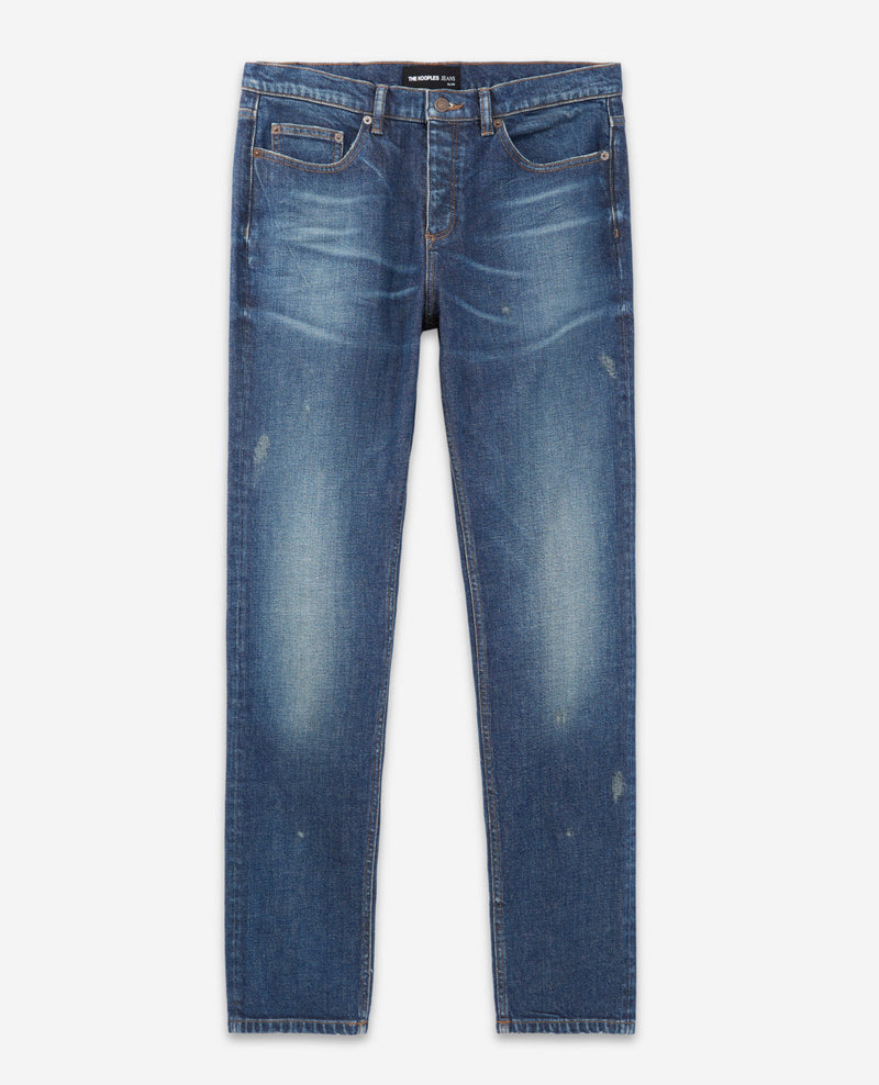 Vaqueros slim fit con lavado azul y cinco bolsillos - Hombre