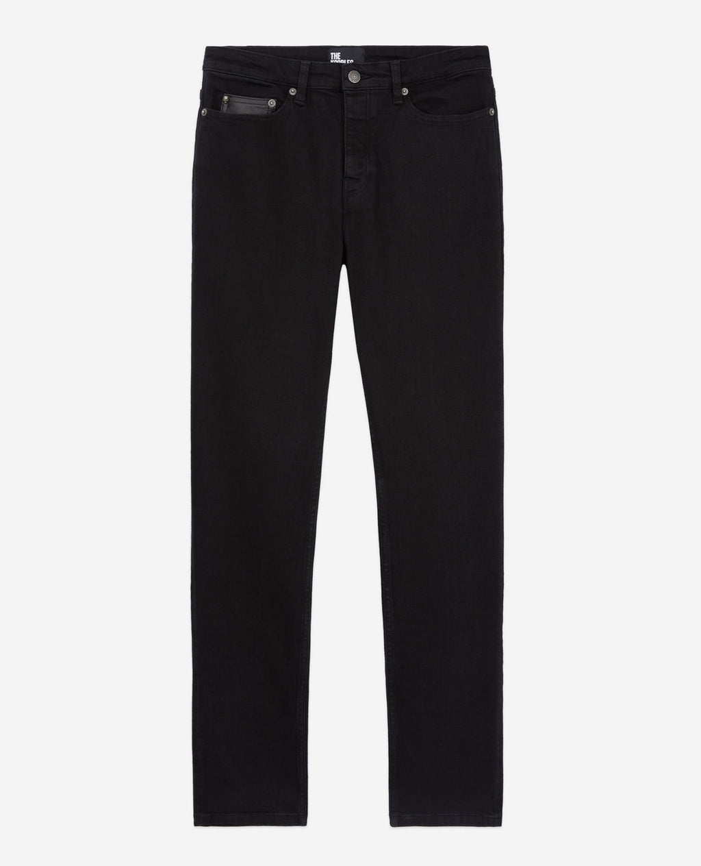 The Kooples - Men's Raw Black Jeans with Leather Ticket Pocket - Men