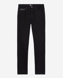 Jeans de hombre negro crudo con bolsillo de cuero - Hombres