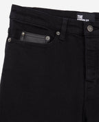 The Kooples - Men's Raw Black Jeans with Leather Ticket Pocket - Men