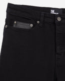 Jeans de hombre negro crudo con bolsillo de cuero - Hombres