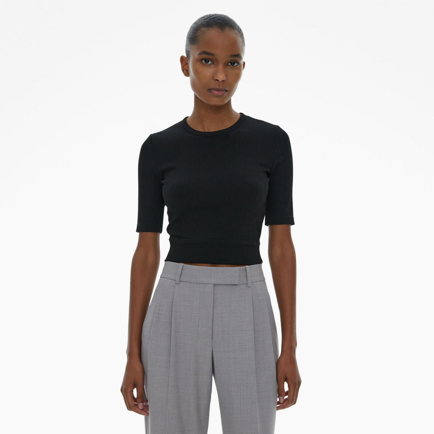 T-Shirt Crop - Noir - Femme