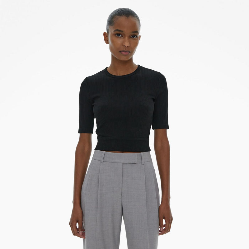 T-Shirt Crop - Noir - Femme