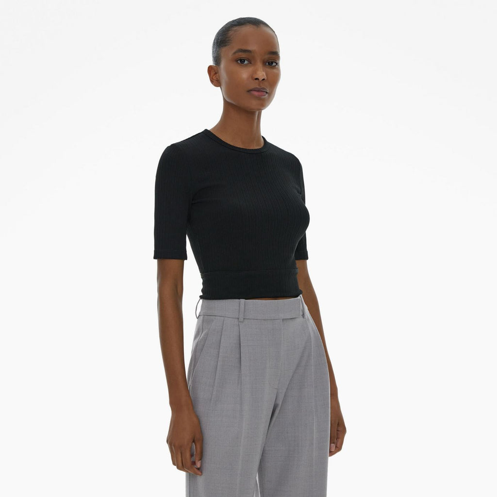 T-Shirt Crop - Noir - Femme