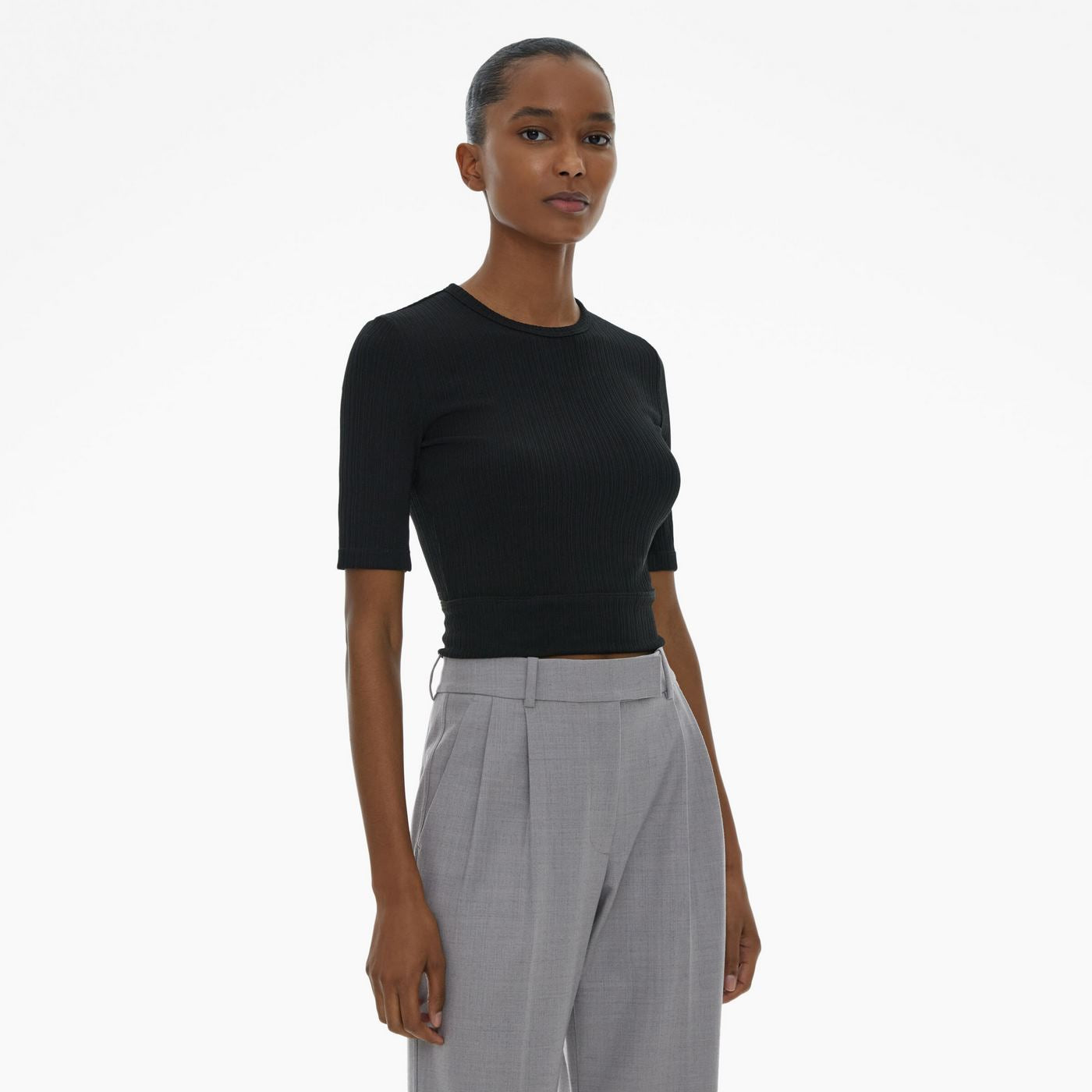 T-Shirt Crop - Noir - Femme
