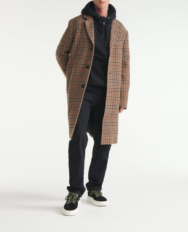 The Kooples - Straight Camel Check Wool Coat - Men