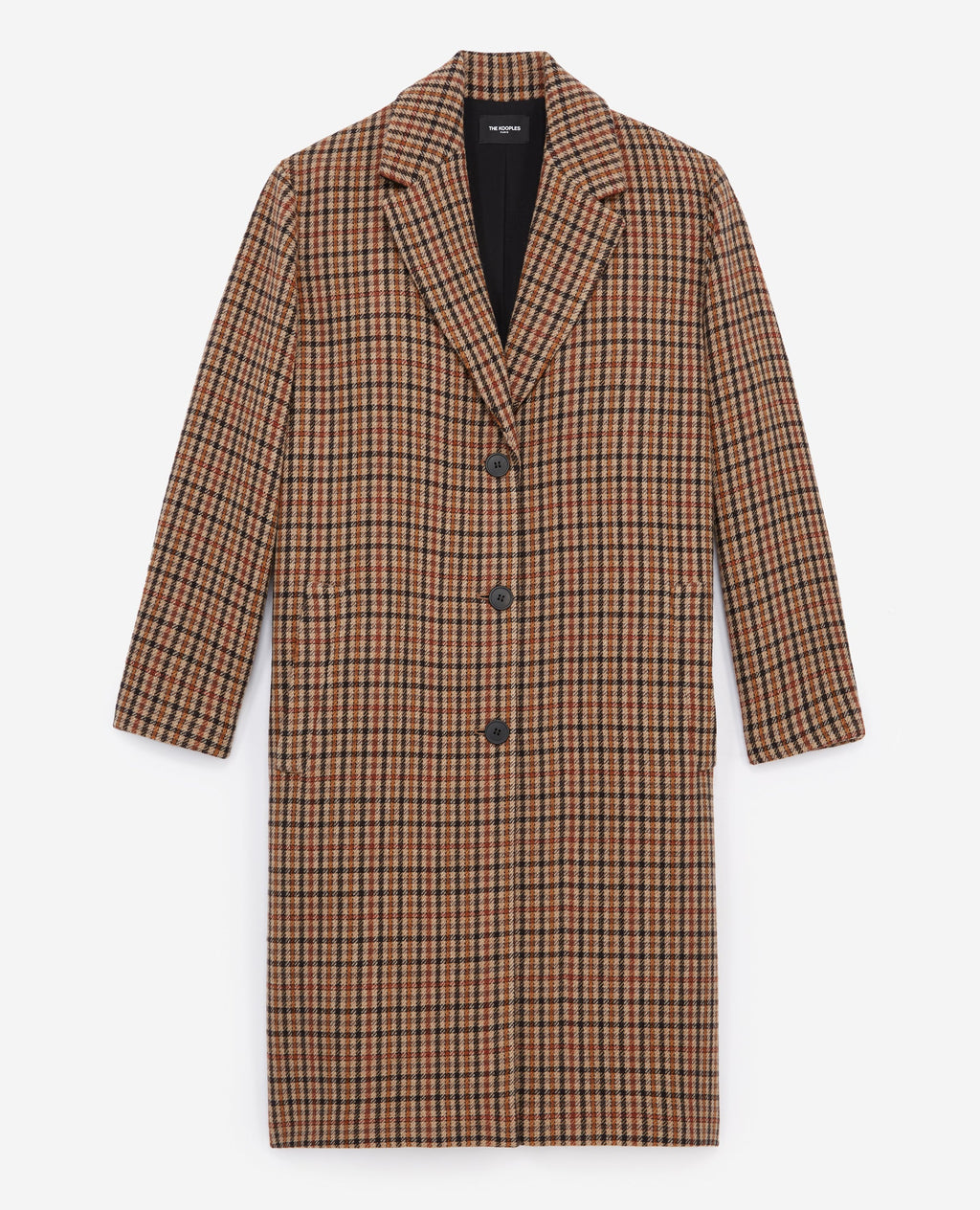 The Kooples - Manteau Laine Camel Carreaux Droit - Homme