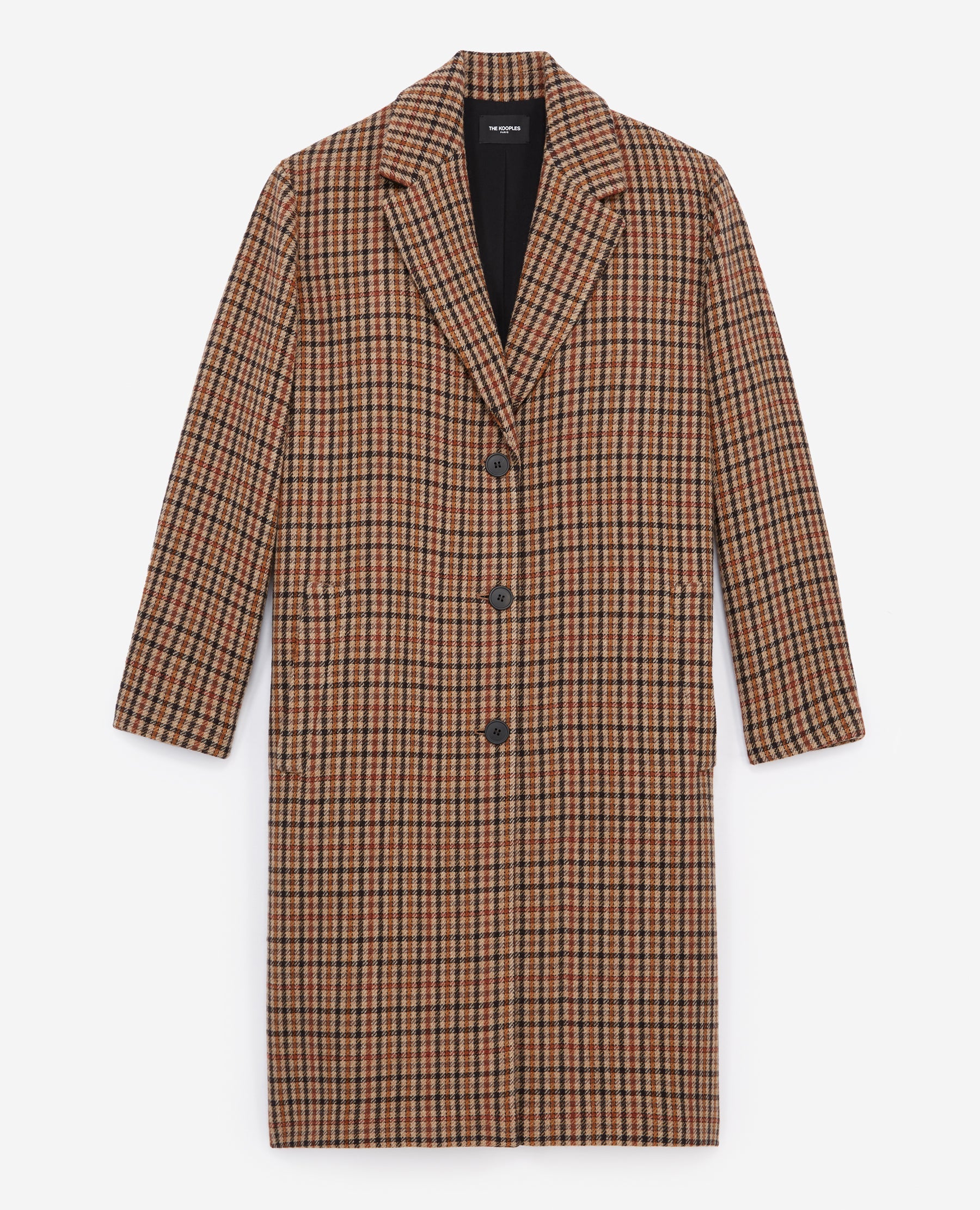 The Kooples - Manteau Laine Camel Carreaux Droit - Homme