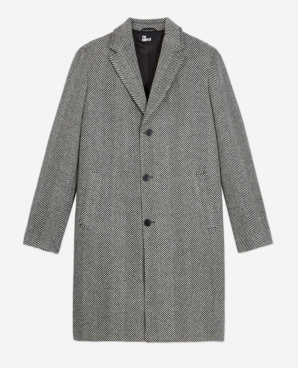 The Kooples - Abrigo De Lana - Negro Y Blanco - Hombre