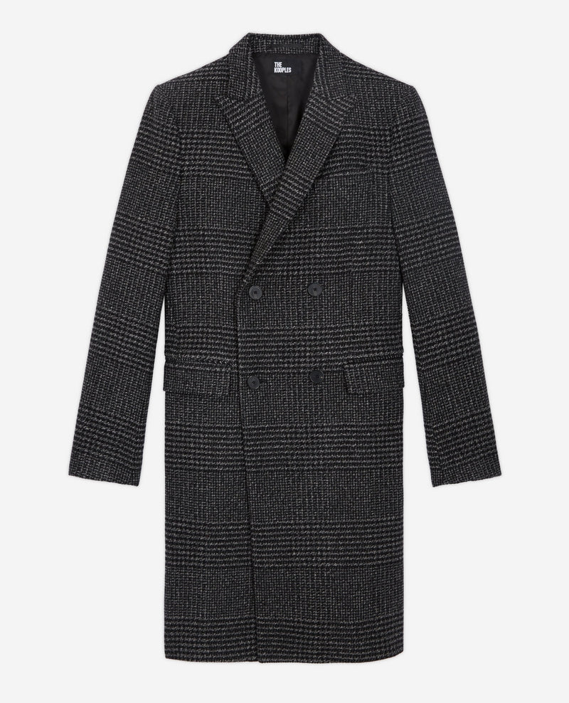 Manteau Long Croise Motif Chevrons - Homme