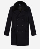 Manteau Long Croisee Col Detachable Fourrure - Homme