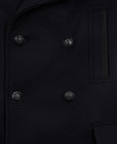 Manteau Long Croisee Col Detachable Fourrure - Homme