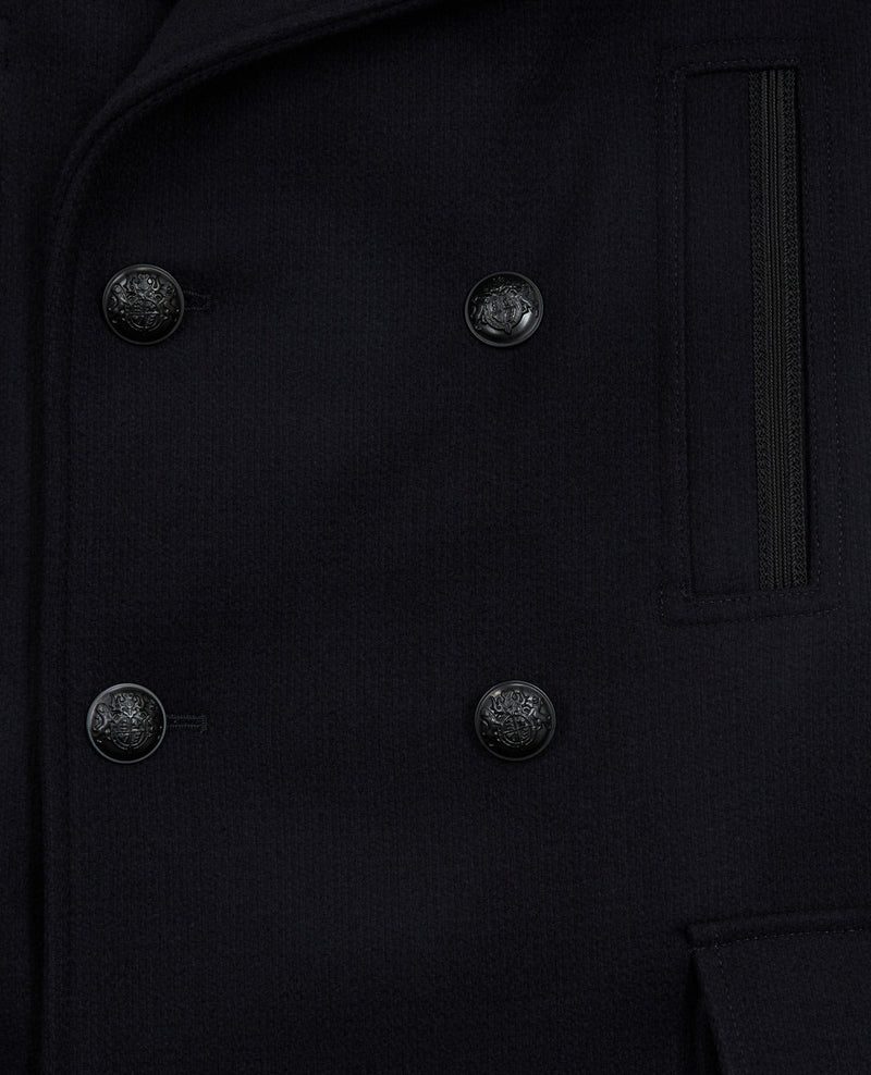 Manteau Long Croisee Col Detachable Fourrure - Homme
