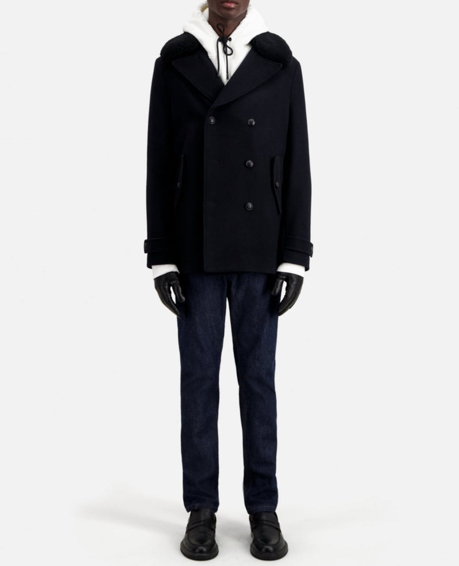 The Kooples - Pea Coat with Removable Fur Collar - Men