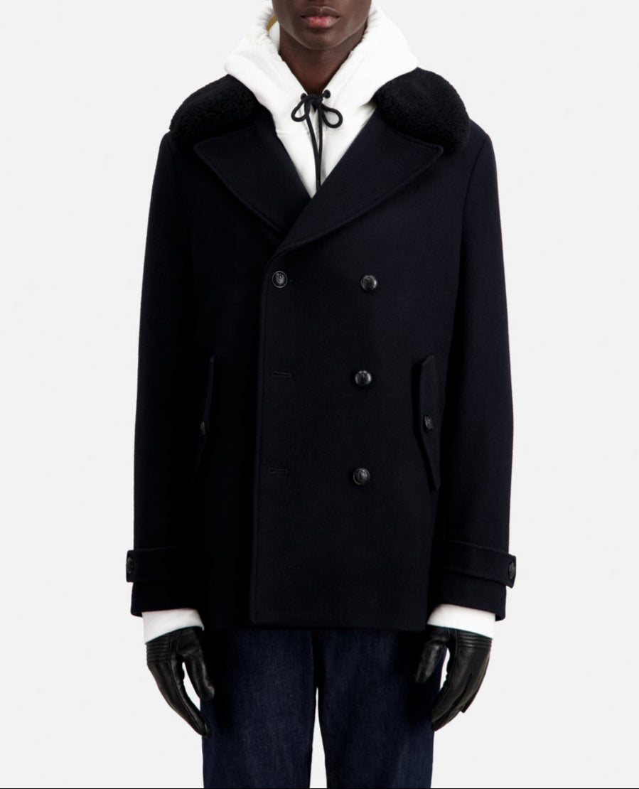 The Kooples - Pea Coat with Removable Fur Collar - Men