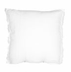 Housse De Coussin En Lin Lavé À Finitions Frangées Hmellowfrange - Blanc