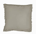 Washed Linen Cushion Cover with Fringed Finish - Beige