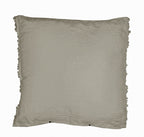 Washed Linen Cushion Cover with Fringed Finish - Beige