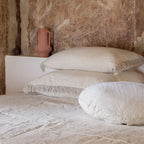 Washed Linen Cushion Cover with Fringed Finish - Beige
