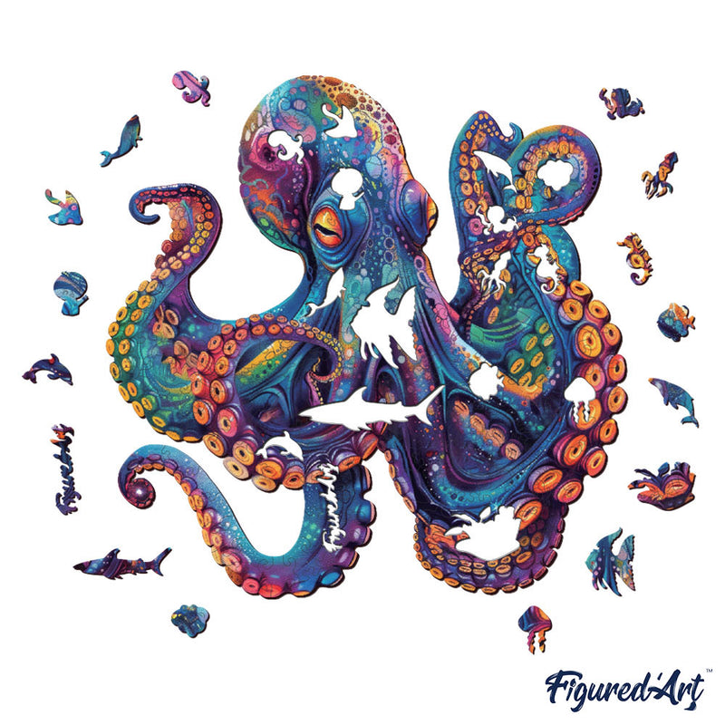 Puzzle En Bois Adulte - Poulpe Coloré